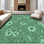 Sage Green Floral Vine Art Rug