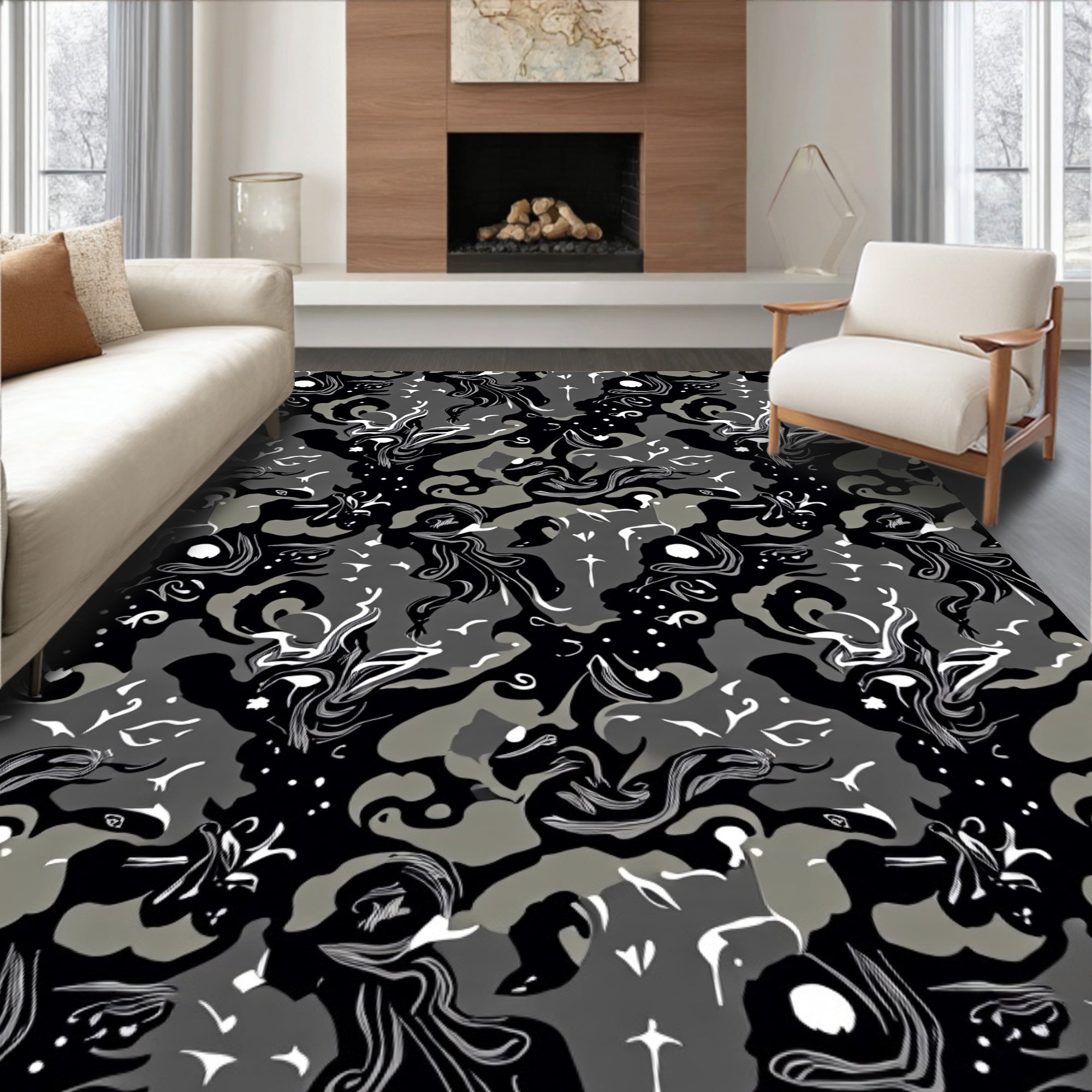 Abstract Camouflage Organic Splatter Design Rug