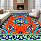 Bold Floral Medallion With Scroll Border Rug