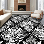 Dramatic Linear Floral Diamond Pattern Rug