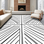 Abstract Black White Diagonal Lines Rug