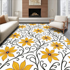 Yellow Floral Vine Pattern Rug