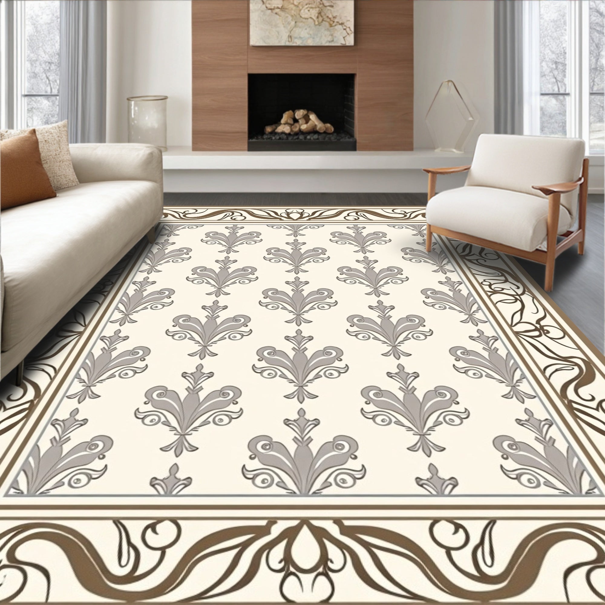 Classic Floral Symmetry Design Rug