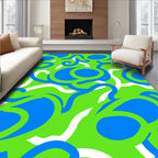 Vibrant Blue White Swirls Pattern Rug