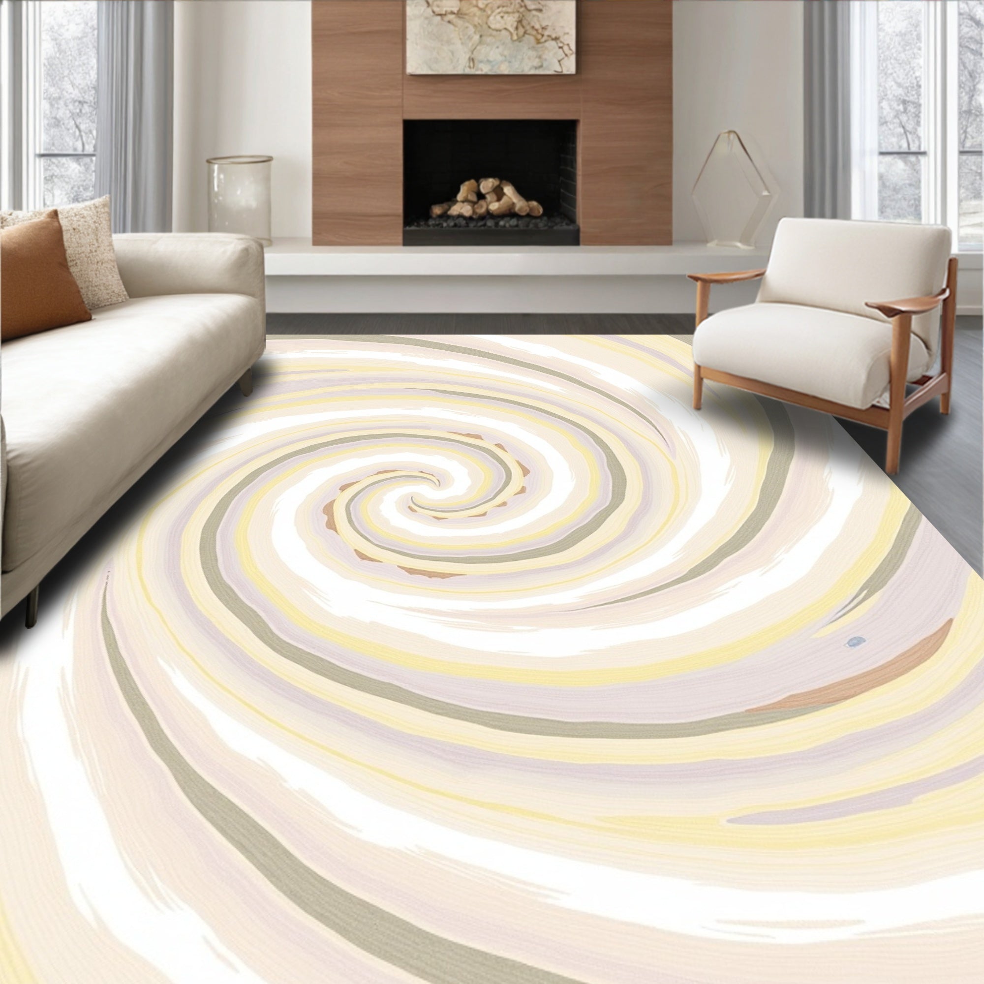 Soft Swirls Of Pale Hues Rug