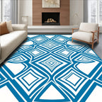 Abstract Blue Diamond Geometric Pattern Rug