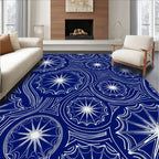 White Starburst Abstract Geometric Pattern Rug