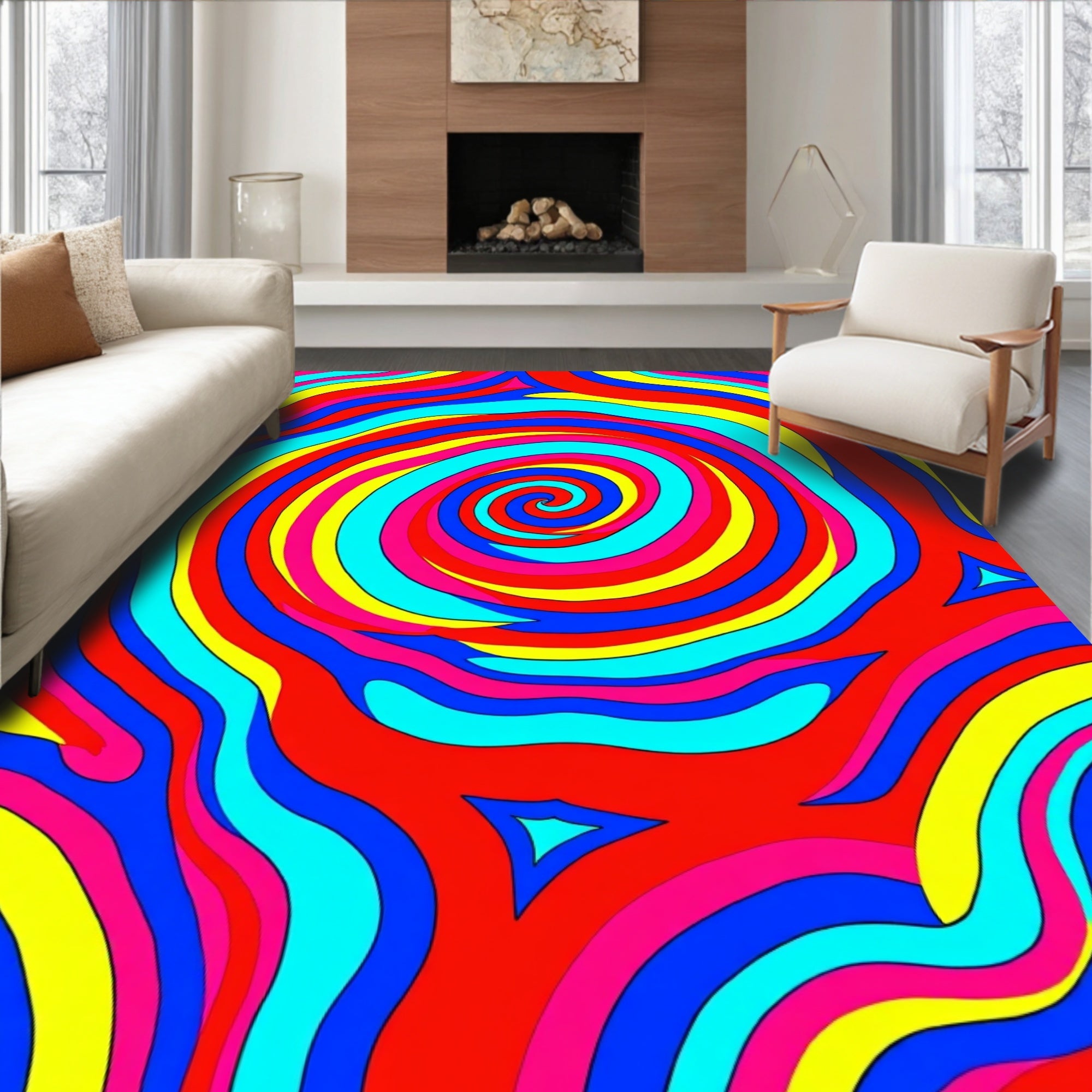 Vibrant Swirls Groovy Pattern Rug