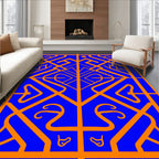 Bright Orange Abstract Geometric Rug