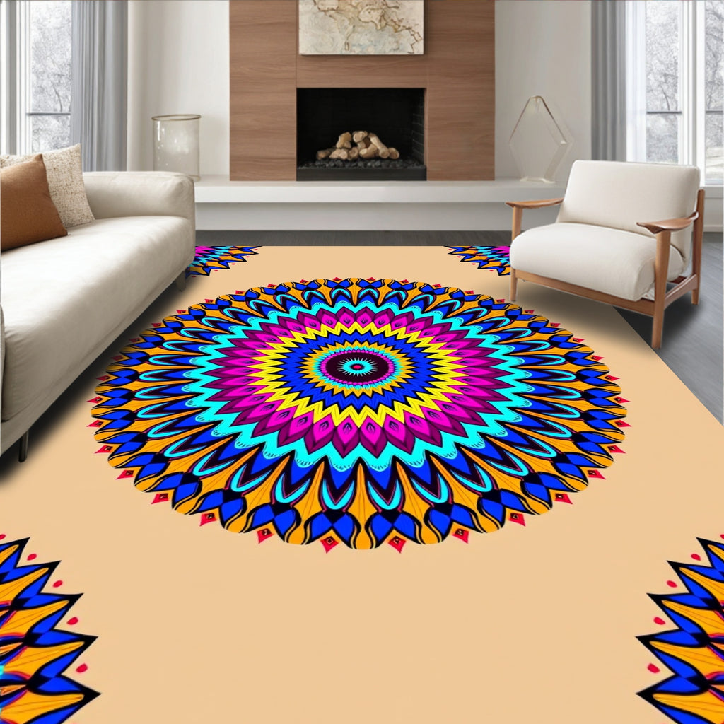 Vibrant Geometric Mandala Pattern Rug