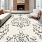 Elegant Gray Damask Ornament Pattern Rug