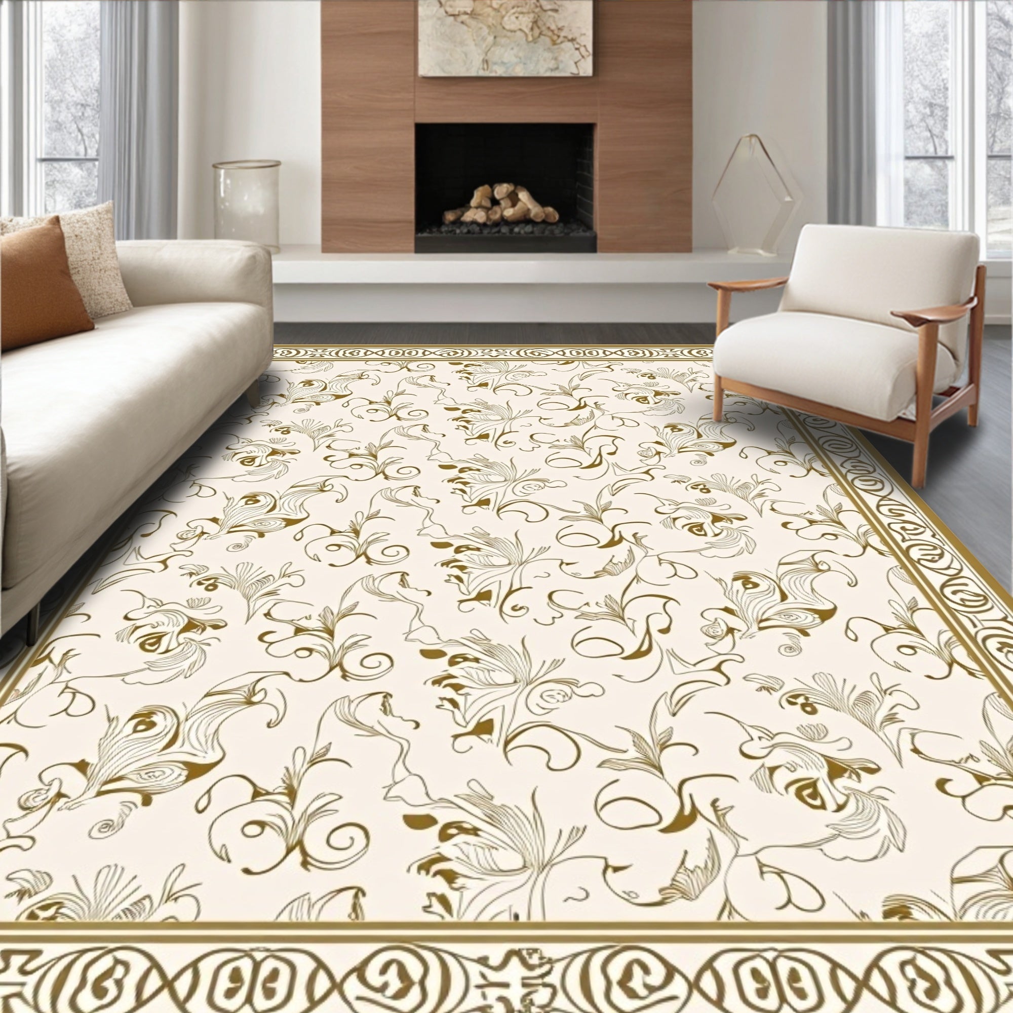 Classic Floral Swirls Ornament Pattern Rug