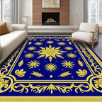 Royal Blue and Gold Floral Medallion Rug