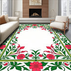Vintage Floral Garden Border Design Rug