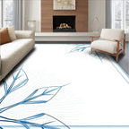 Cool Blue Starburst Leaf Border Rug