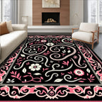 Whimsical Pink Floral Swirl Rug