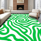 Vibrant Green Swirl Abstract Textile Design Rug