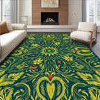Floral Swirls Yellow Teal Rug