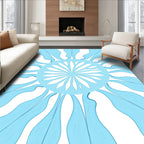 Cool Blue Sunburst Floral Design Rug