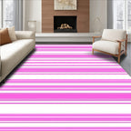 Pink White Wide Stripe Pattern Rug
