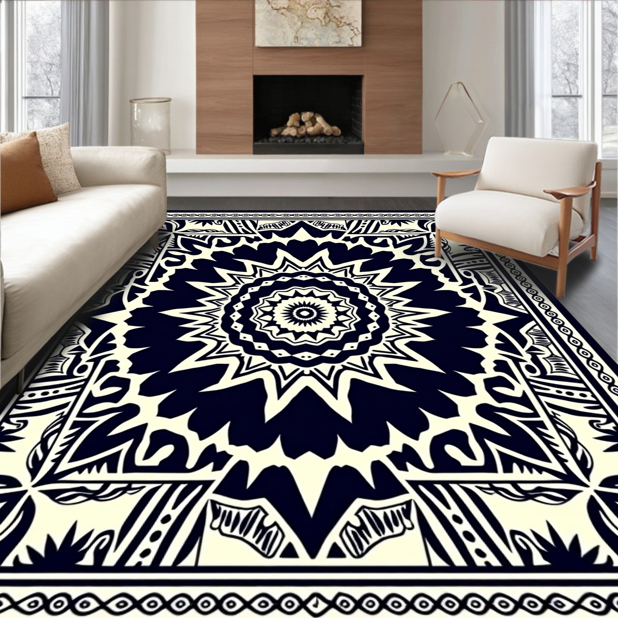 Intricate Star Burst Mandala Pattern Rug