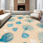 Coastal Seashell Palm Leaf Pattern Rug