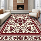 Intricate Floral Burgundy Pattern Rug