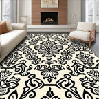 Classic Floral Scroll Design Cream Rug