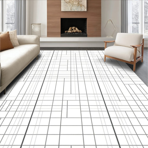 Abstract Grid Geometric Linear Pattern Rug