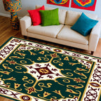 Rich Emerald Medallion Motif Rug