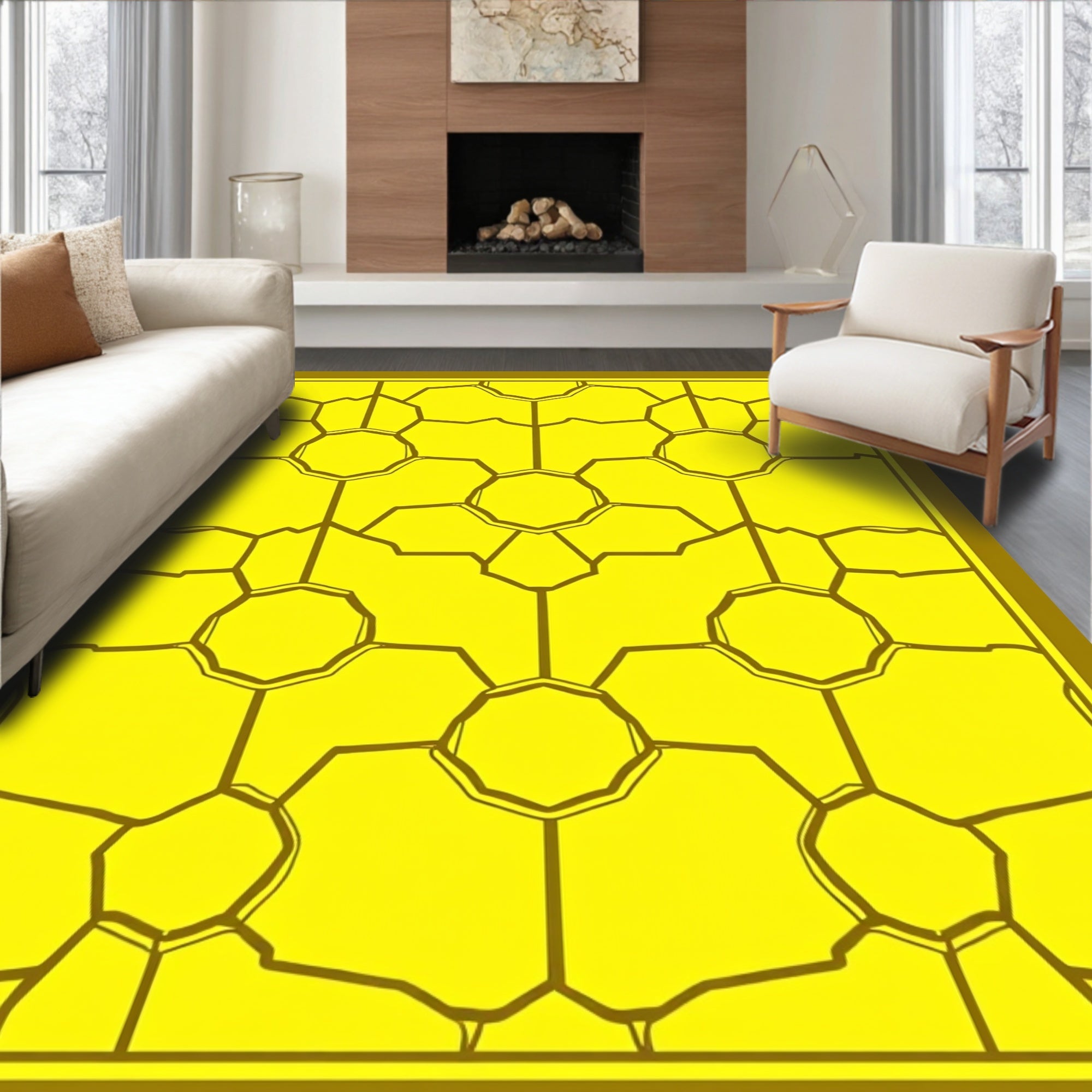 Bright Geometric Octagon Pattern Rug