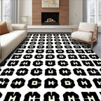 Abstract Black White Geometric Pattern Rug