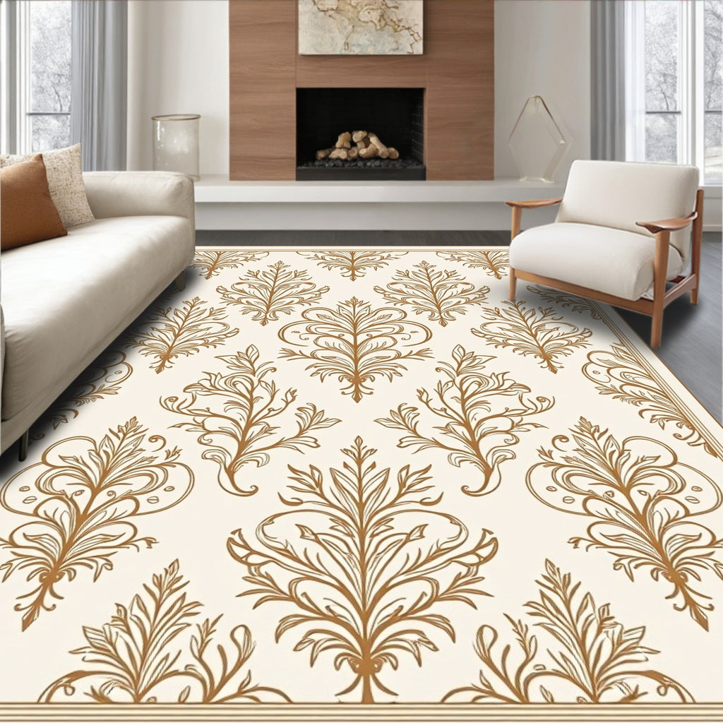 Ornate Floral Damask Pattern Rug