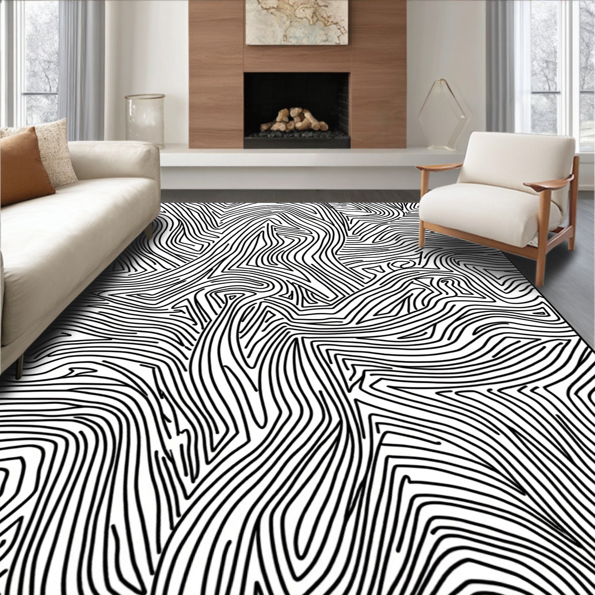 Abstract Contour Line Organic Pattern Rug