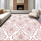 Red Floral Interlocking Patterned Rug