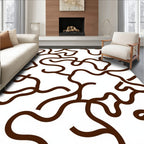 Abstract Brown Line Art Pattern Rug