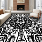 Bold Black White Mandala Design Rug