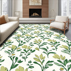 Green Floral Botanical Vine Pattern Rug