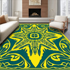 Art Nouveau Yellow Teal Floral Rug