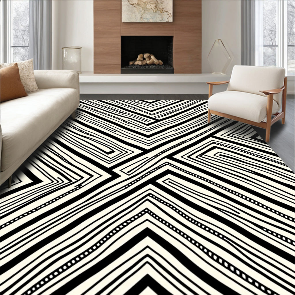 Abstract Geometric Lines Design Rug