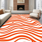 Bold Orange Wavy Stripe Pattern Rug