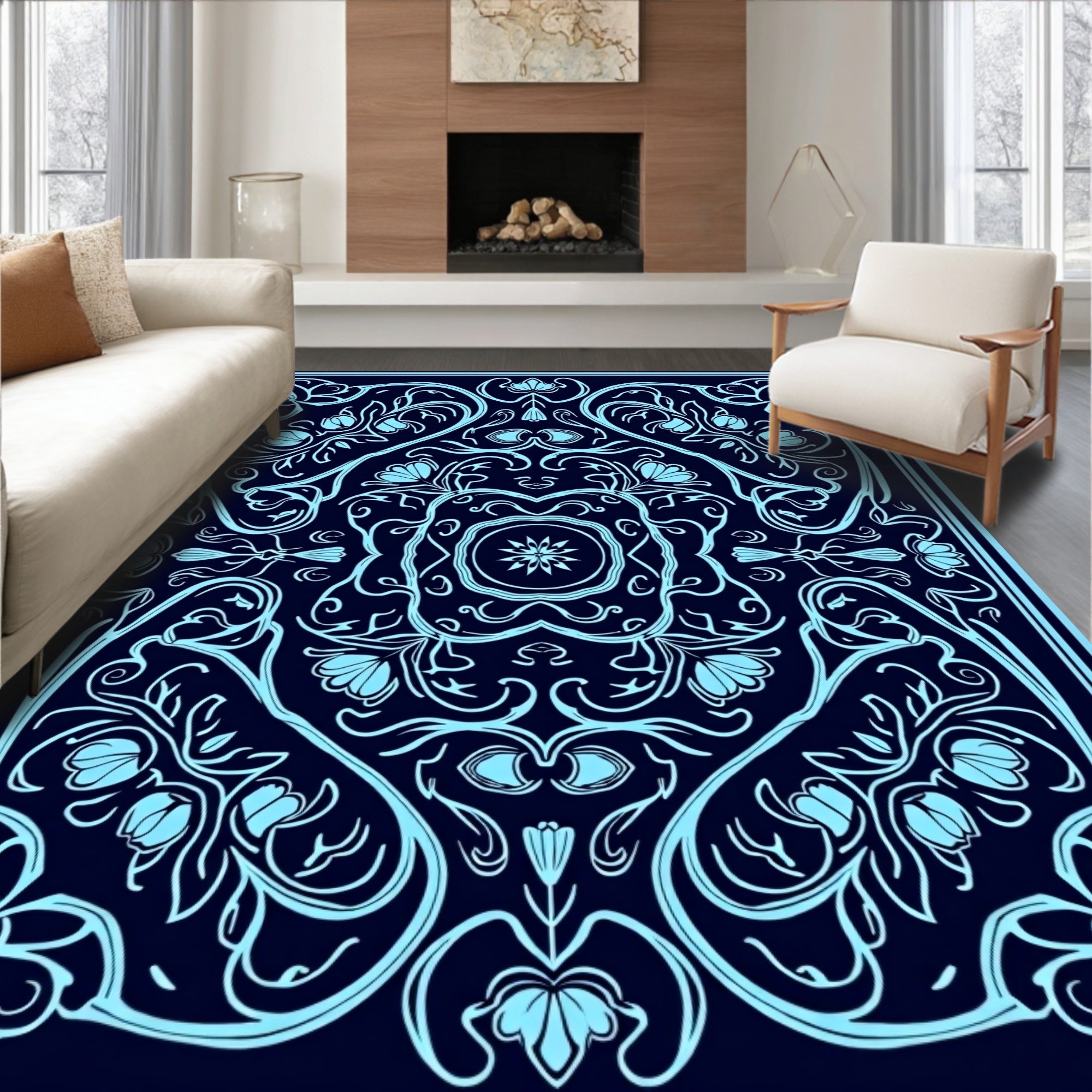 Art Nouveau Floral Symmetry Design Rug