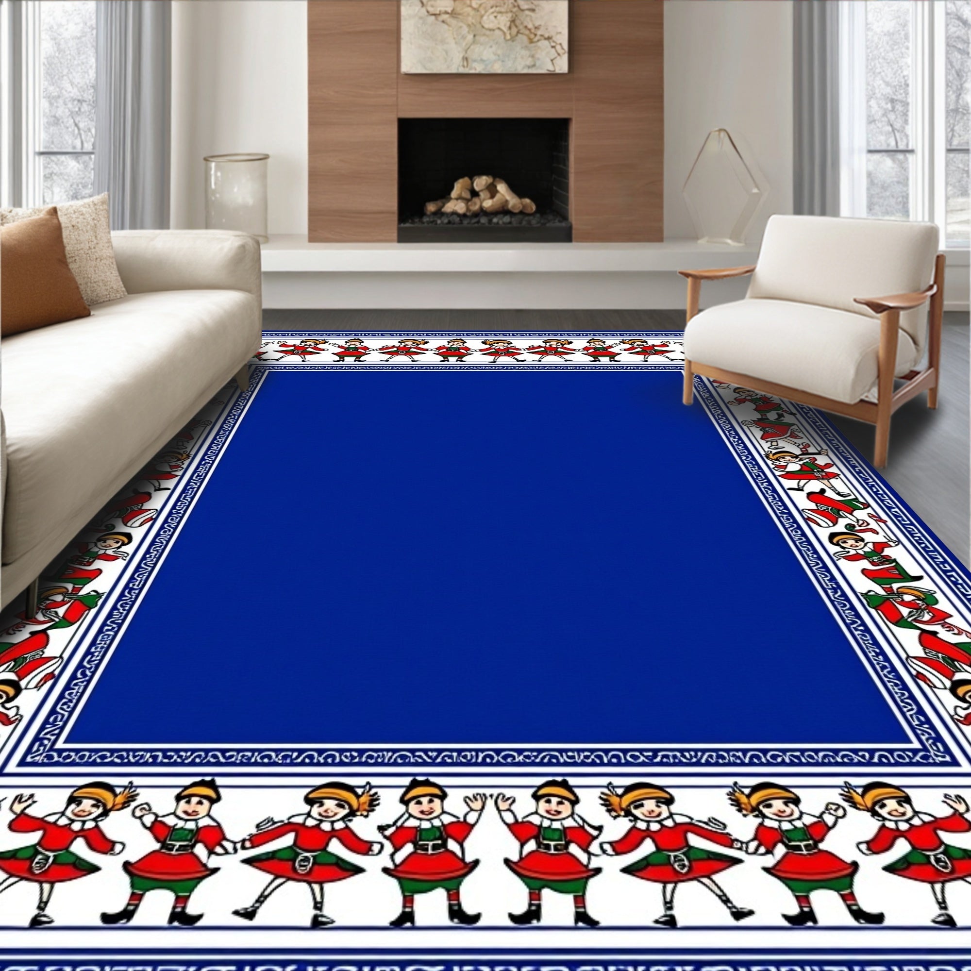 Children dancing in red green costumes Rug