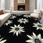 Floral Black Cream Contrast Design Rug