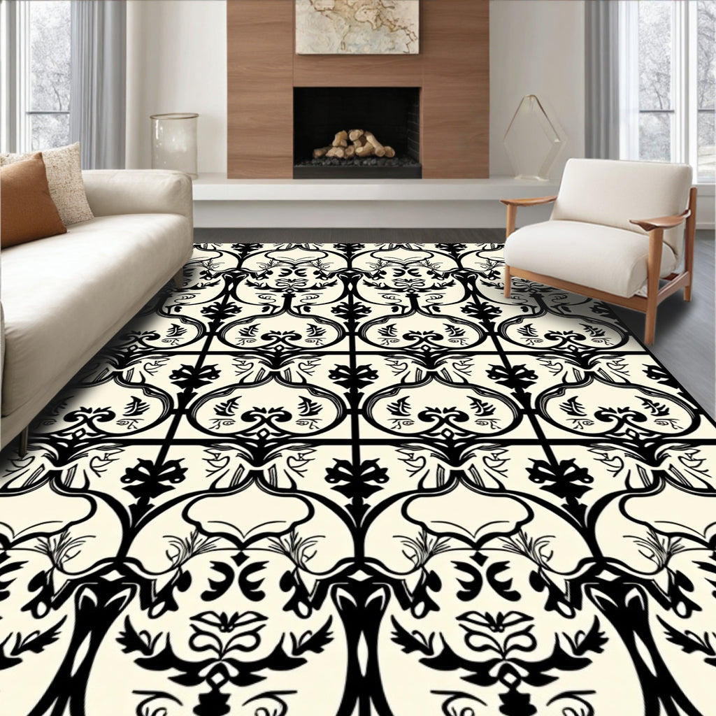 Archival Black Cream Pattern Rug