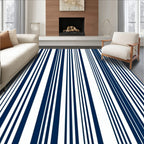 Classic Vertical Striped Navy Rug