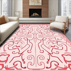 Abstract Red Swirls Shapes Rug