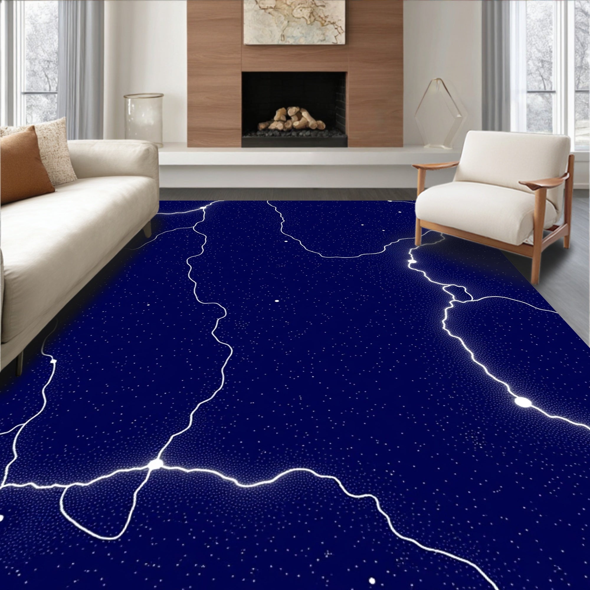 Cosmic Connection Lines Pattern Rug