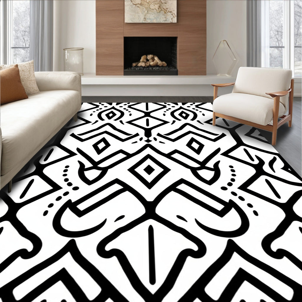 Bold Tribal Geometric Pattern Rug