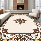 Ornate Floral Medallion Frame Design Rug